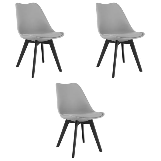 Sedia VALORA RIXK - Design ergonomico grigio con gambe nere x 3
