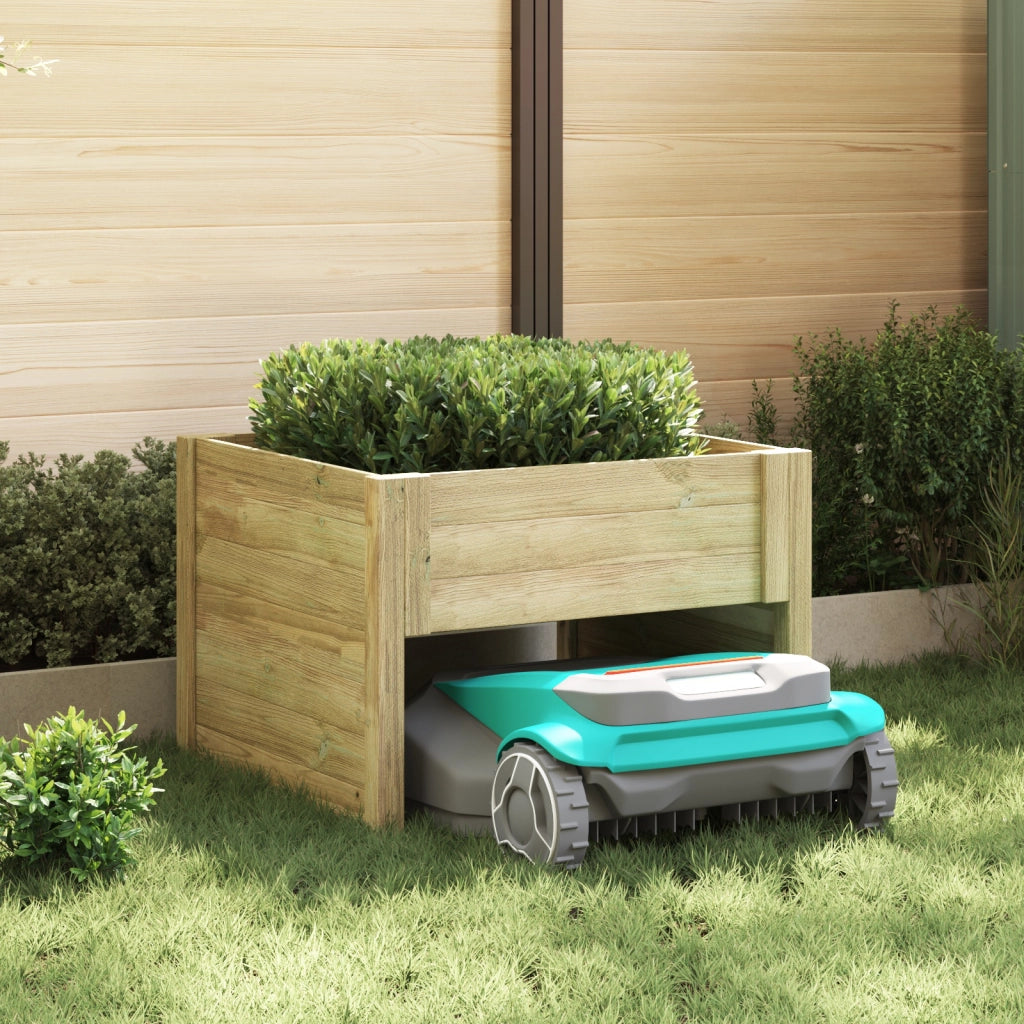 Garage per Tosaerba Robot di con Scatola per Piante in Legno Massello di Pino