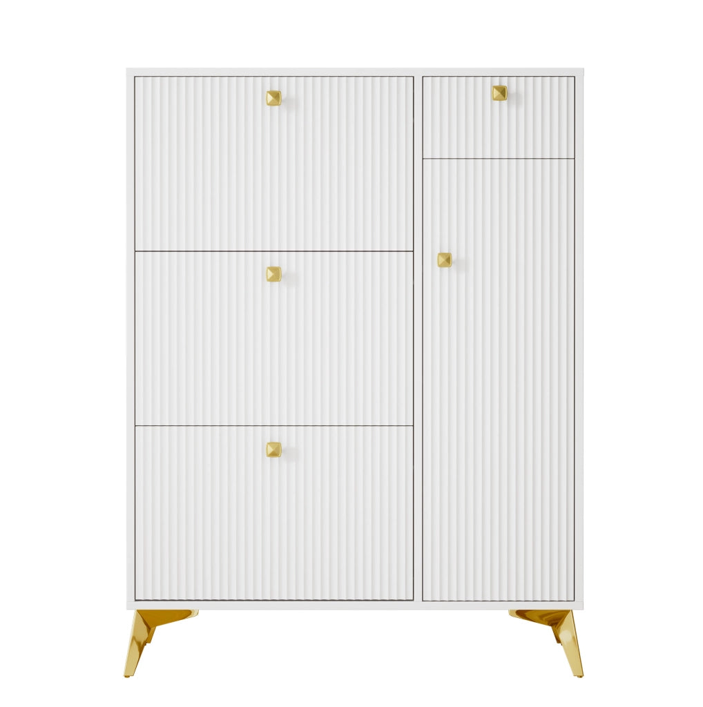 Mobile portascarpe bianco con ripiani regolabili 90x25x121 cm