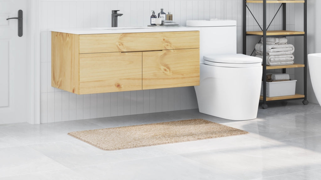 Tappetino da bagno rettangolare crema 70x120 cm polipropilene antiscivolo