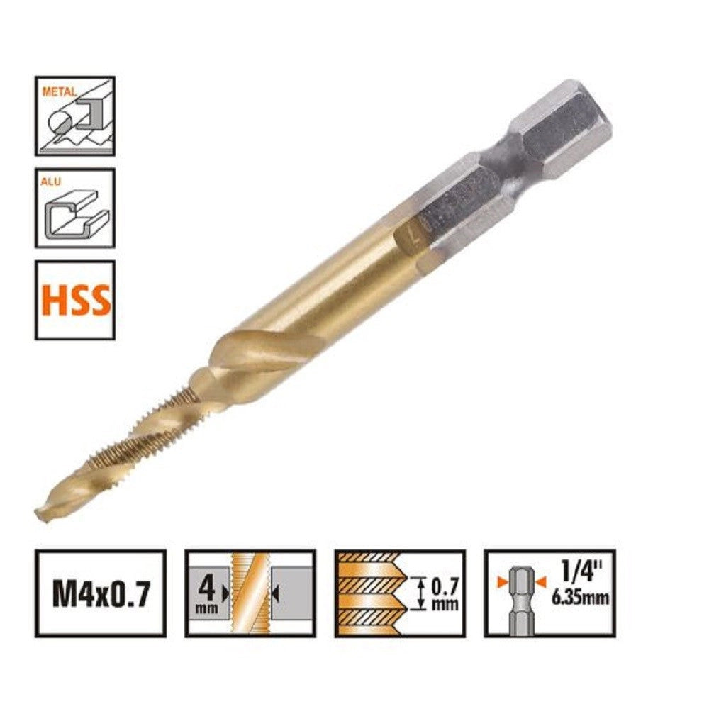 Trade Shop - Punta Per Trapano M4x0.7 Mm In Titanio Hss Con Filettatura Metrica Metallo 57210 -