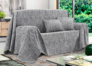 Telo Arredo Copridivano Multiuso Copritutto Misto Cotone Modello Multirighe - 180x260 - Silver