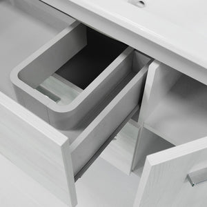 Mobile bagno sospeso serie betty con lavabo e specchio 90 cm larice bianco