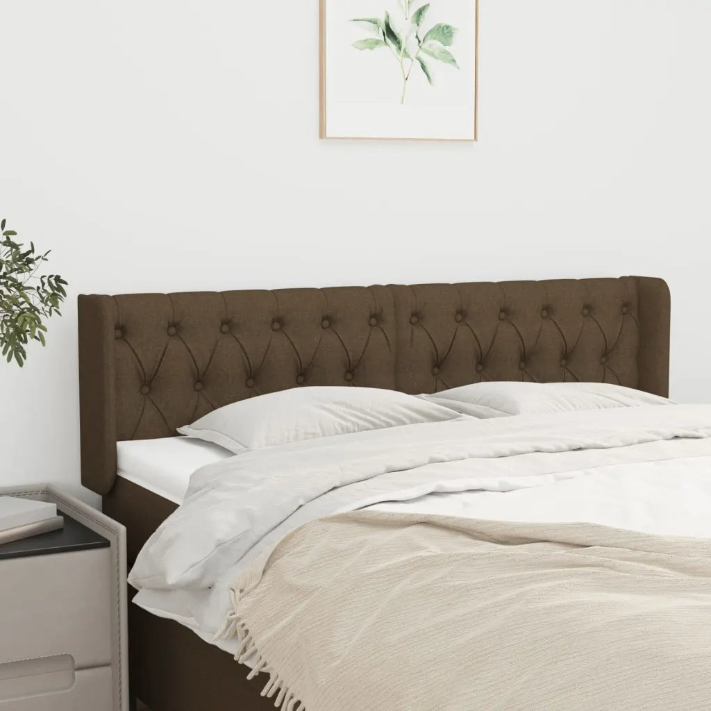 Testiera ad Orecchio Marrone Scuro 147x16x78/88 cm in Tessuto 3119105