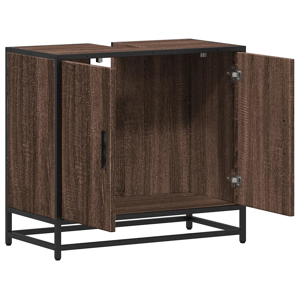vidaXL Mobile Lavabo Bagno Rovere Marrone 65x33x60cm Legno Multistrato