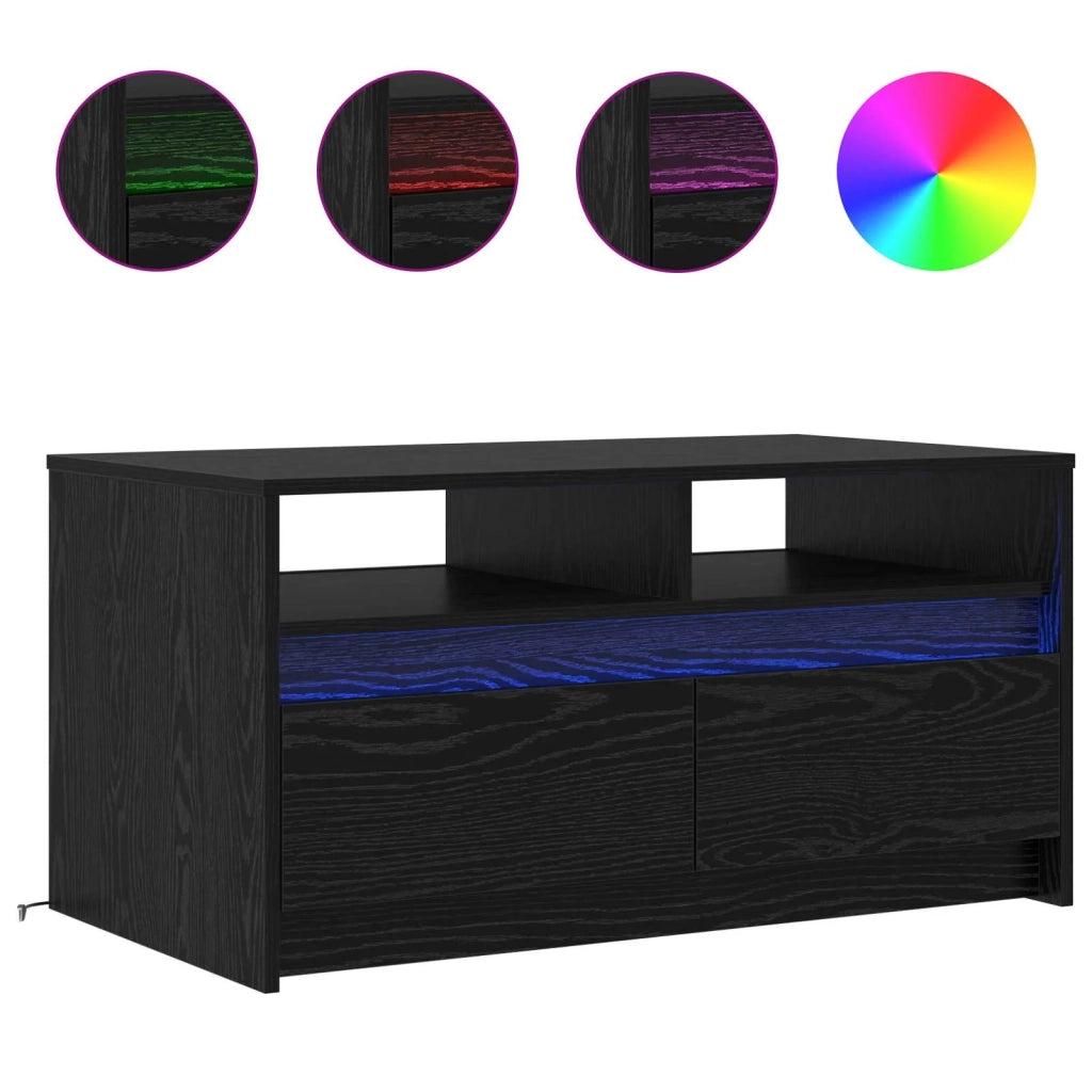 Tavolino da salotto con cassetto Rovere Nero 90 x 50 x 45 cm