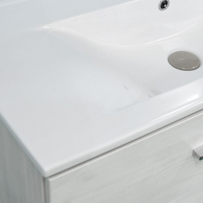 Mobile bagno sospeso serie betty con lavabo e specchio 90 cm larice bianco