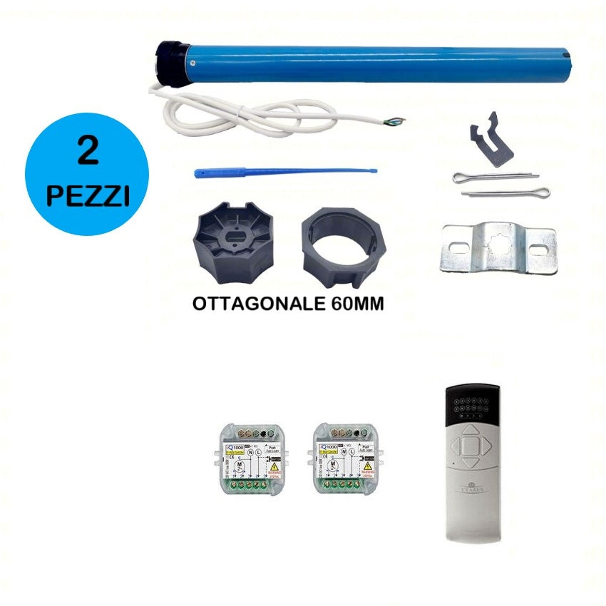 KIT 2 MOTORI TAPPARELLA 50Nm 100Kg CON CENTRALINE E TELECOMANDO 6 CANALI