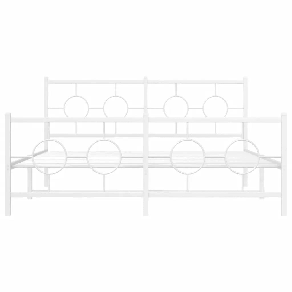 Giroletto con Testiera e Pediera Metallo Bianco 150x200 cm 376295