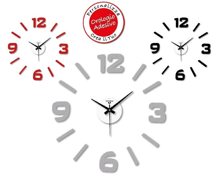 Orologio da Parete Adesivo Eva Wall Stick Index e Numeri 50 x 50 cm 3 Colori