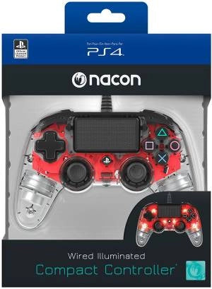 Nacon ps4ofcpadclred periferica di gioco gamepad playstation 4 analogico/digitale rosso, trasparente - 3499550360837