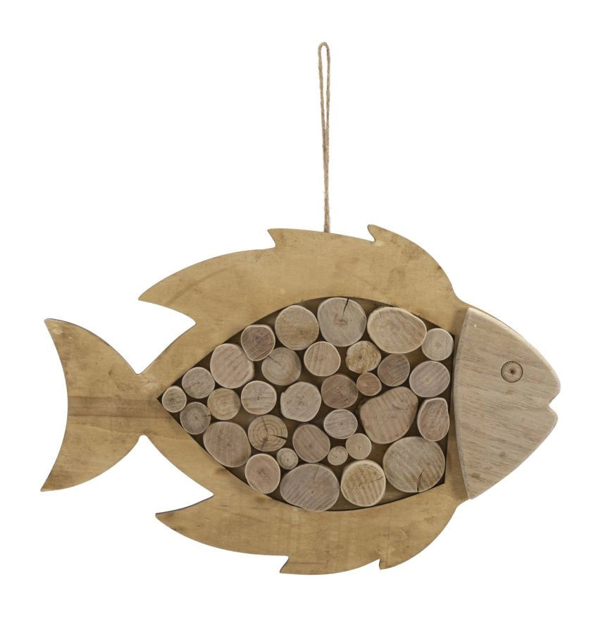 Decorazione Pesce da Appendere Nature 42,5x2x28,5 cm in Tanoak e Compensato