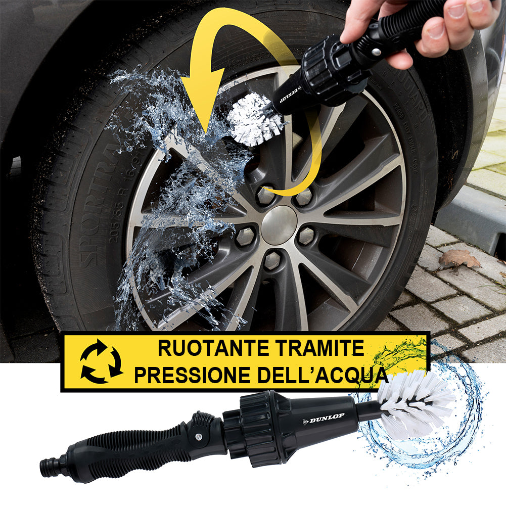 Spazzola Ruotante per Pulizia Cerchioni con Attacco per Tubo da 3/4" 2 Spazzole