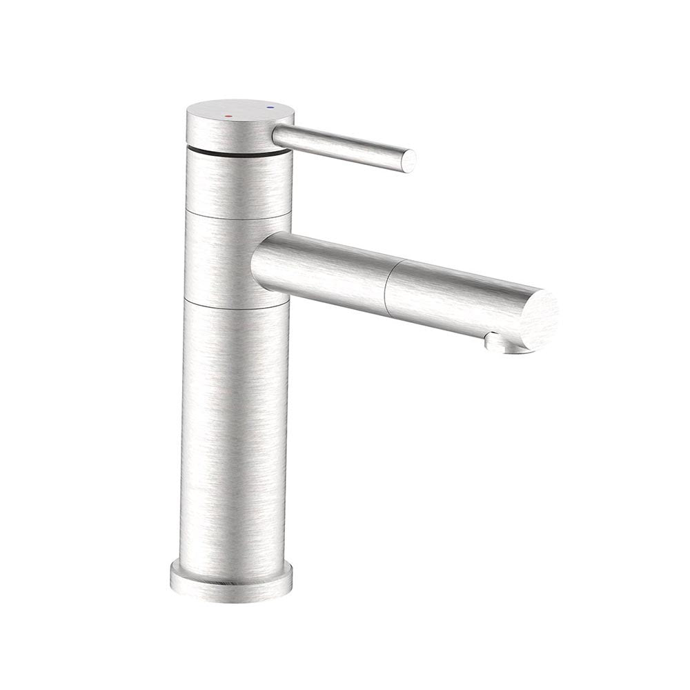 Miscelatore lavabo in acciaio spazzolato con bocca orientabile 360° - Serie Spring
