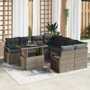 Set Divano da Giardino con cuscino 9 pcs Grigio Poly Rattan 3357532