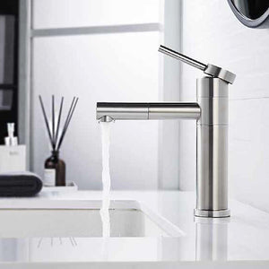 Miscelatore lavabo in acciaio spazzolato con bocca orientabile 360° - Serie Spring
