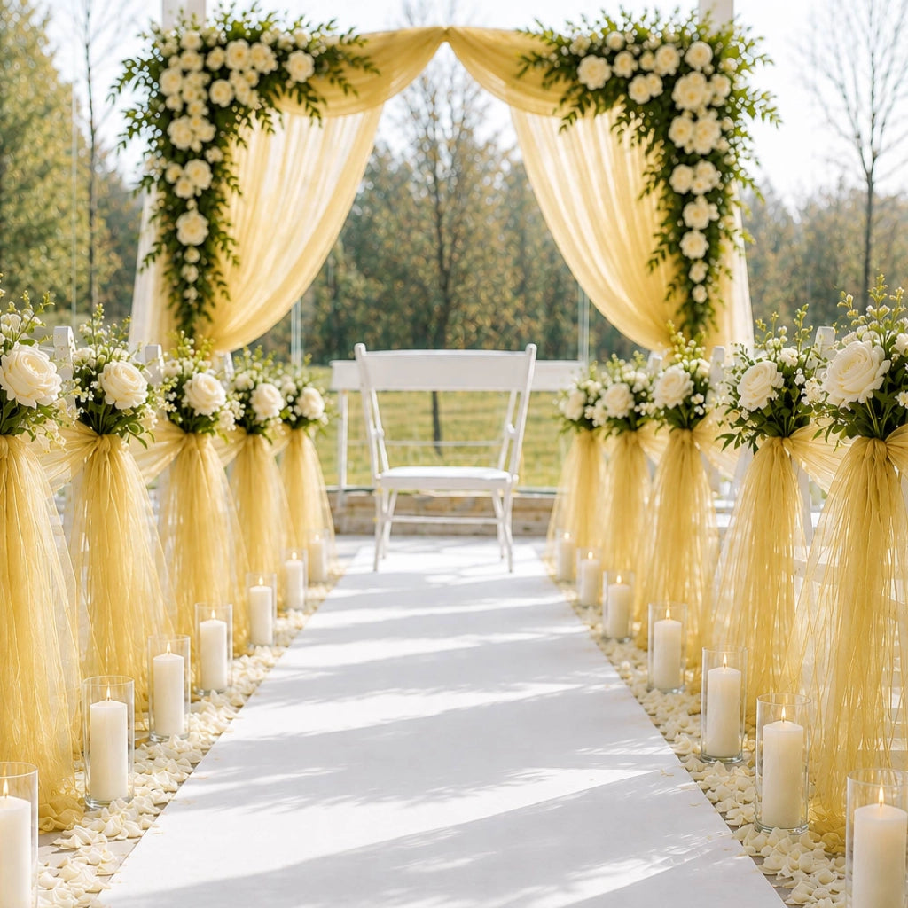 Rotolo Tulle Limoges 30 Metri x 1,5 Metri per Decorazioni Matrimonio, Feste, Fiocchi, Allestimenti e Bomboniere Limone