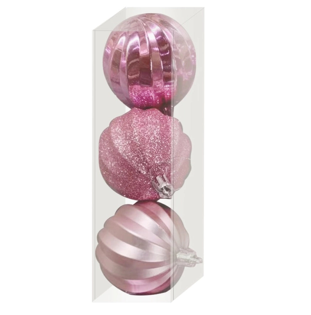 MAURY'S BOX 3 SFERE PER ALBERO DI NATALE DI COLORE ROSA CON DIAMETRO 10 CM