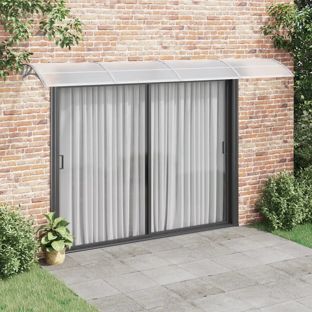 Tettoia per Porta Grigia e Trasparente 400x75 cm Policarbonato CFW9659278