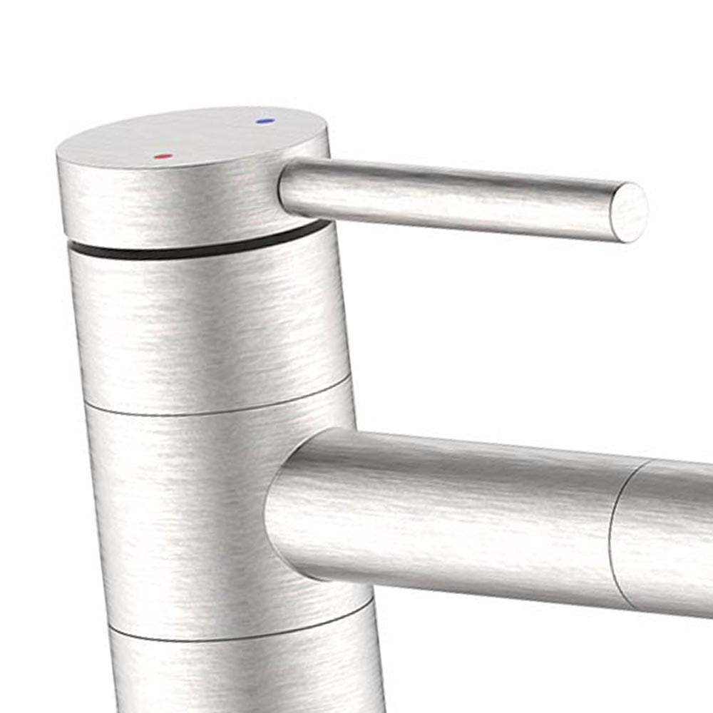 Miscelatore lavabo in acciaio spazzolato con bocca orientabile 360° - Serie Spring