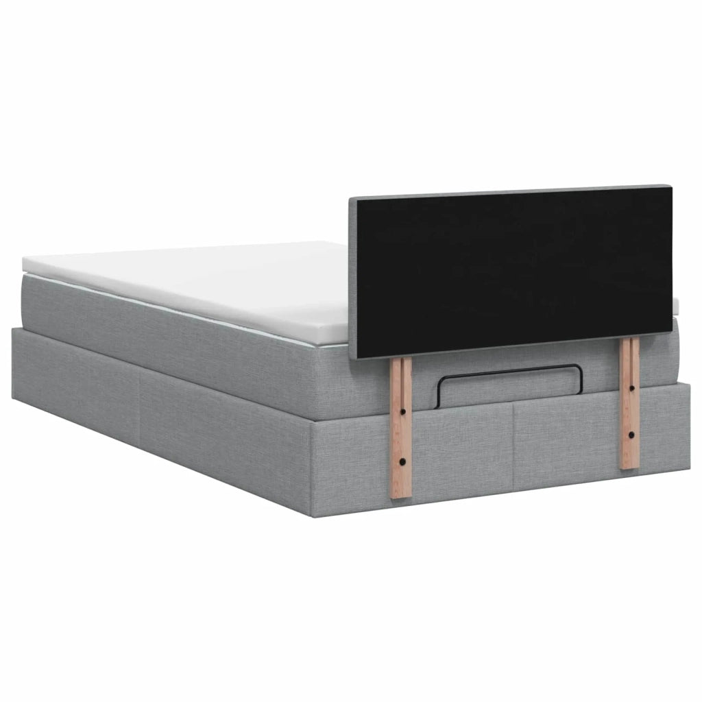 Letto Ottomano con Materasso e LED Grigio Chiaro 120 x 190 cm 3456891