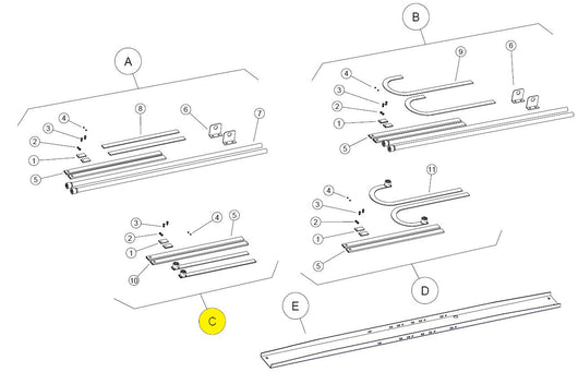 112529/3 KIT ACCESSORI 3 BRACCI DRITTI DOPPIO MOTORE BASIC BAZER RICAMBIO