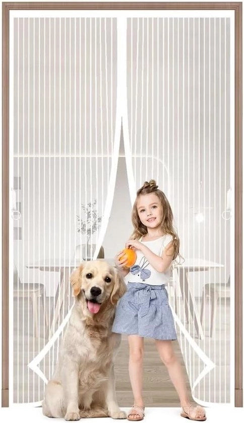 Panno di protezione dagli insetti in vetro magnetico bianco 85 x 210 cm - protezione dagli insetti per finestre - tenda per insetti con chiusura a strappo - porta da soggiorno e terrazza