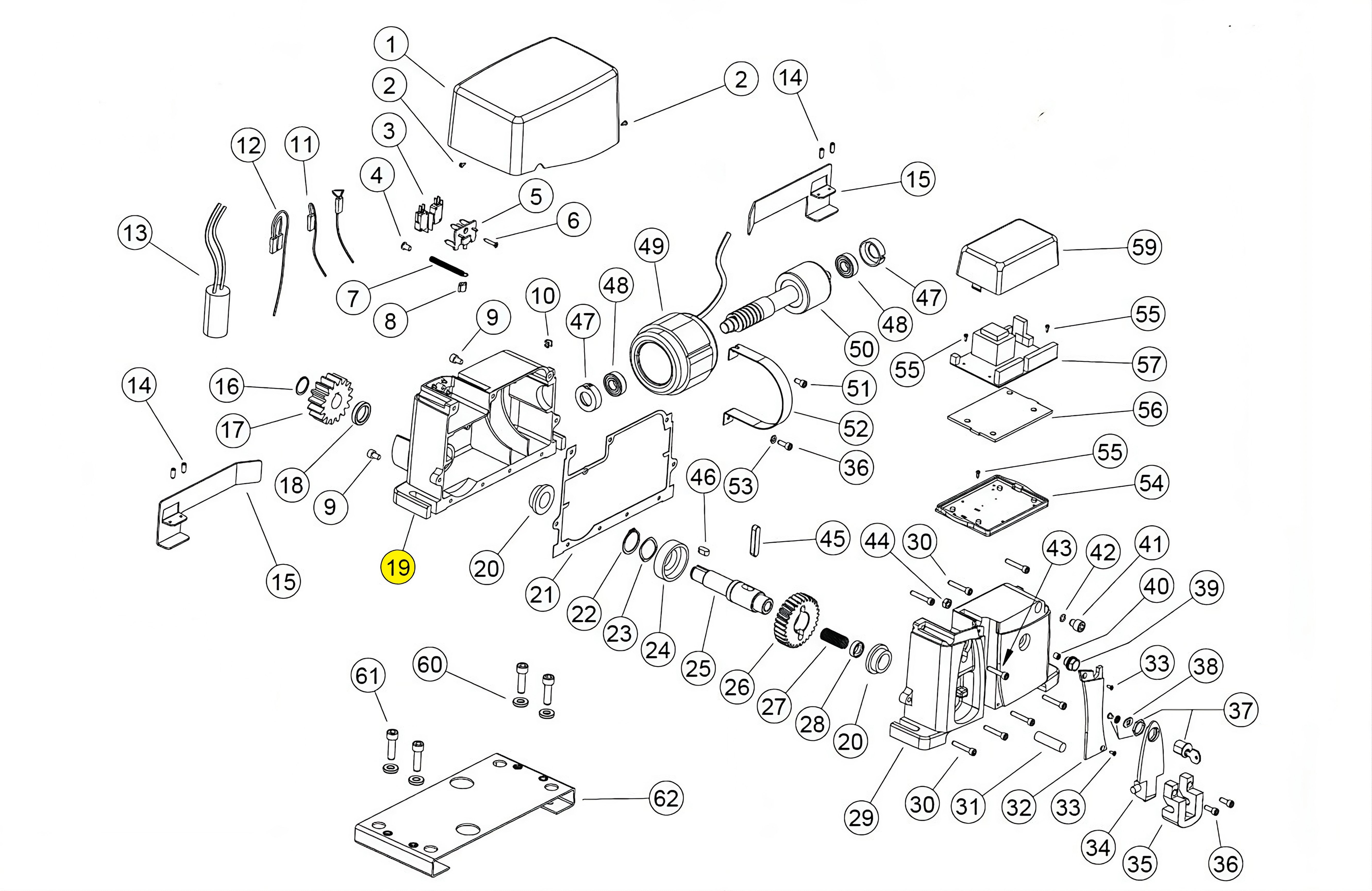 120043 SCATOLA MOTORE LATO INGRANAGGIO AG FUTURE KV10 RICAMBIO