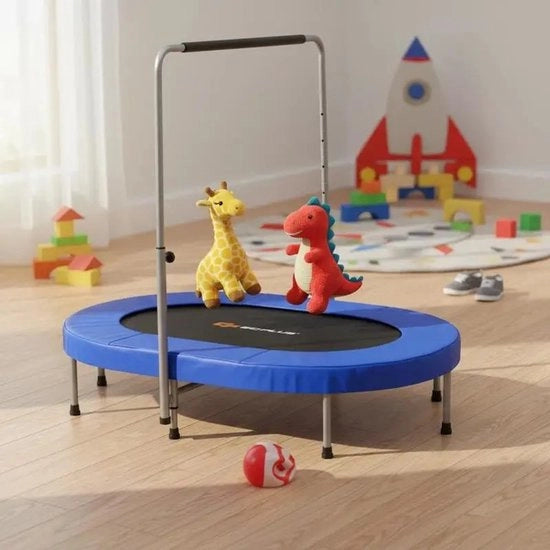 Trampolino mini pieghevole per bambini 2 persone, colore blu