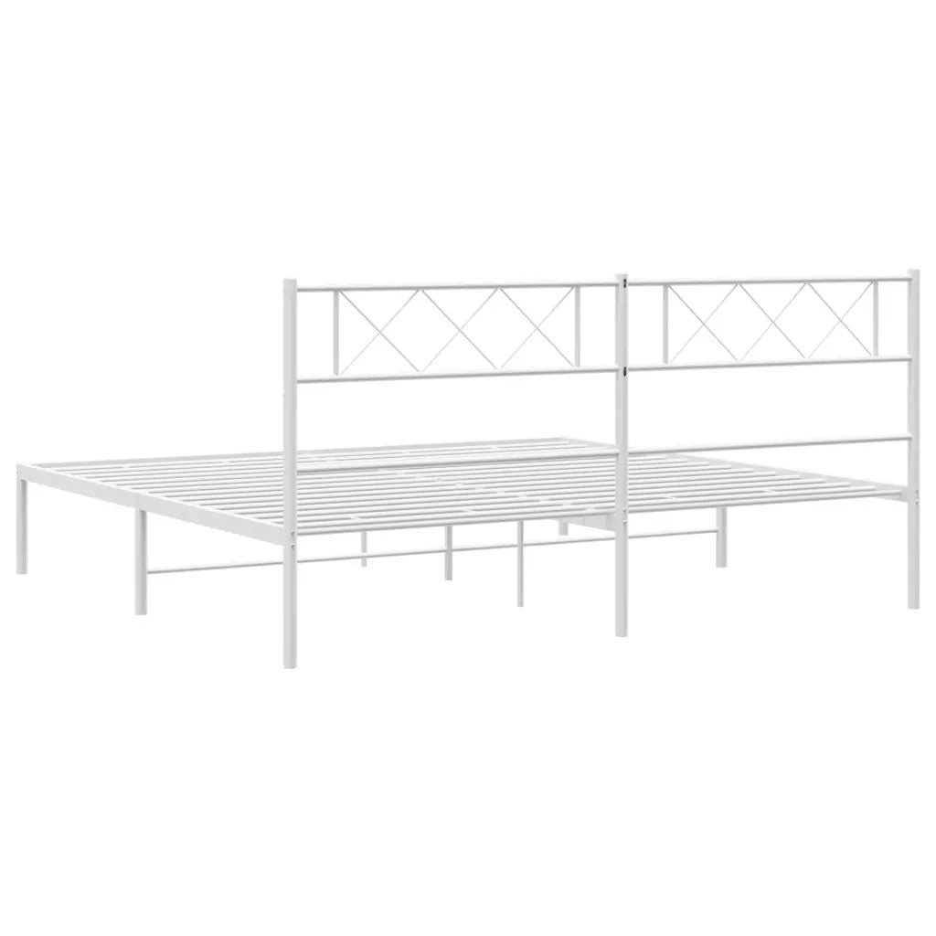 vidaXL Giroletto con Testiera Metallo Bianco 200x200 cm