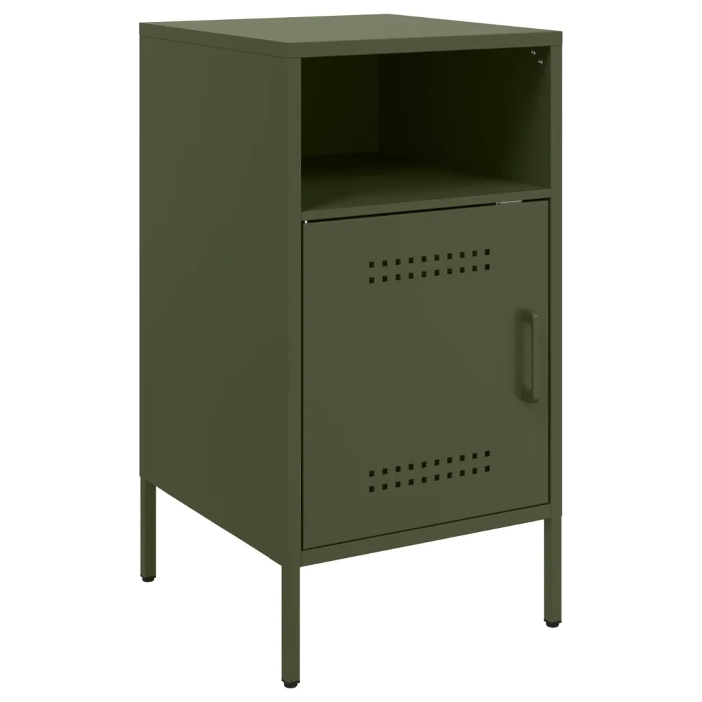 Comodino | Armadio da Notte | Mobiletto da notte Verde Oliva 36x39x68 cm in Acciaio
