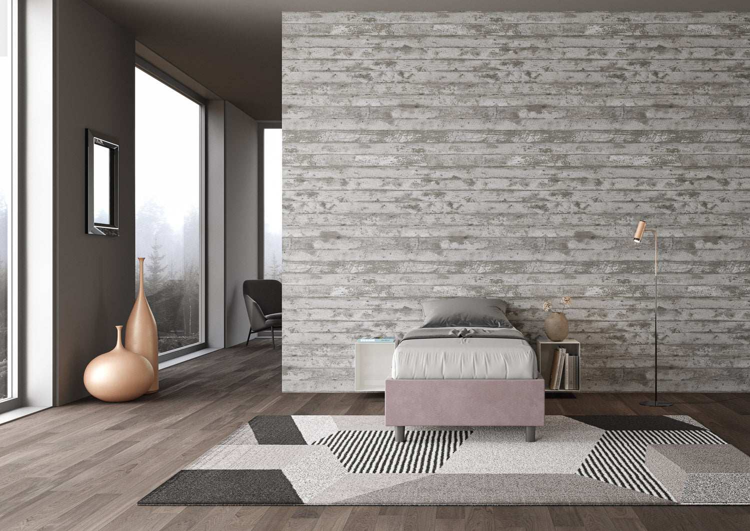 Letto Singolo Sommier 90x210 cm con Rete Azelia Glicine