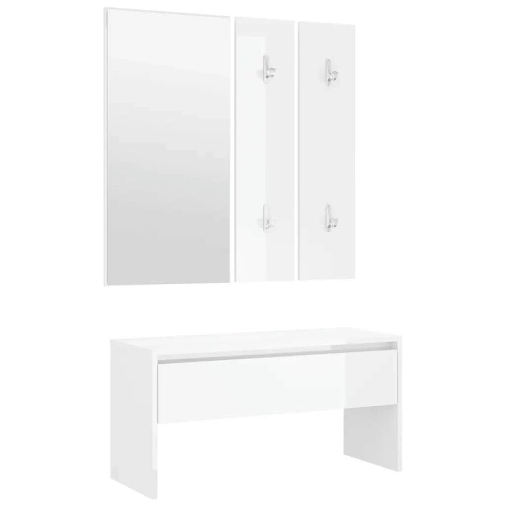 Set di Mobili da Corridoio Bianco Lucido in Legno Multistrato 3082059