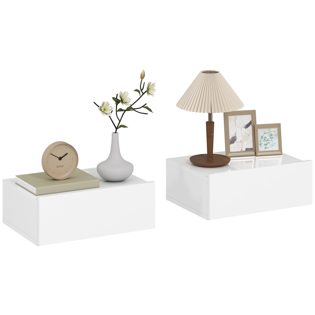Comodino a sospensione con cassetto ¨C zephmum ¨C 40x30x15 cm bianco