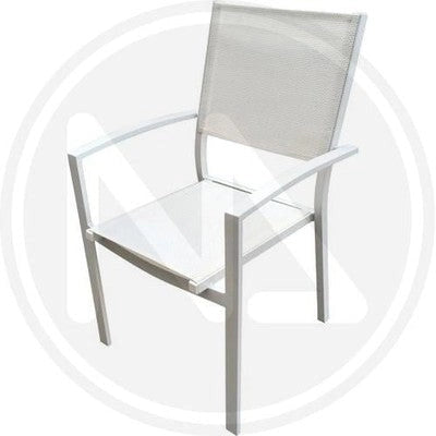 SEDIA CON BRACCIOLI ALLUMINIO TEXTILENE BIANCO 56x66X86H ARREDO GIARDINO PEZZI 2
