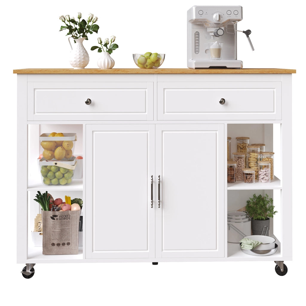 Isola da cucina multifunzionale - Zephmum - Con rotelle, 2 cassetti e freni