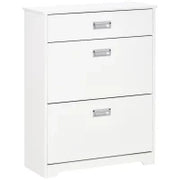 Scarpiera Moderna in Legno, 2 Cassetti con Mensola Regolabile per 16 Scarpe e Cassetto Piccolo, 70x29x92cm, Bianco