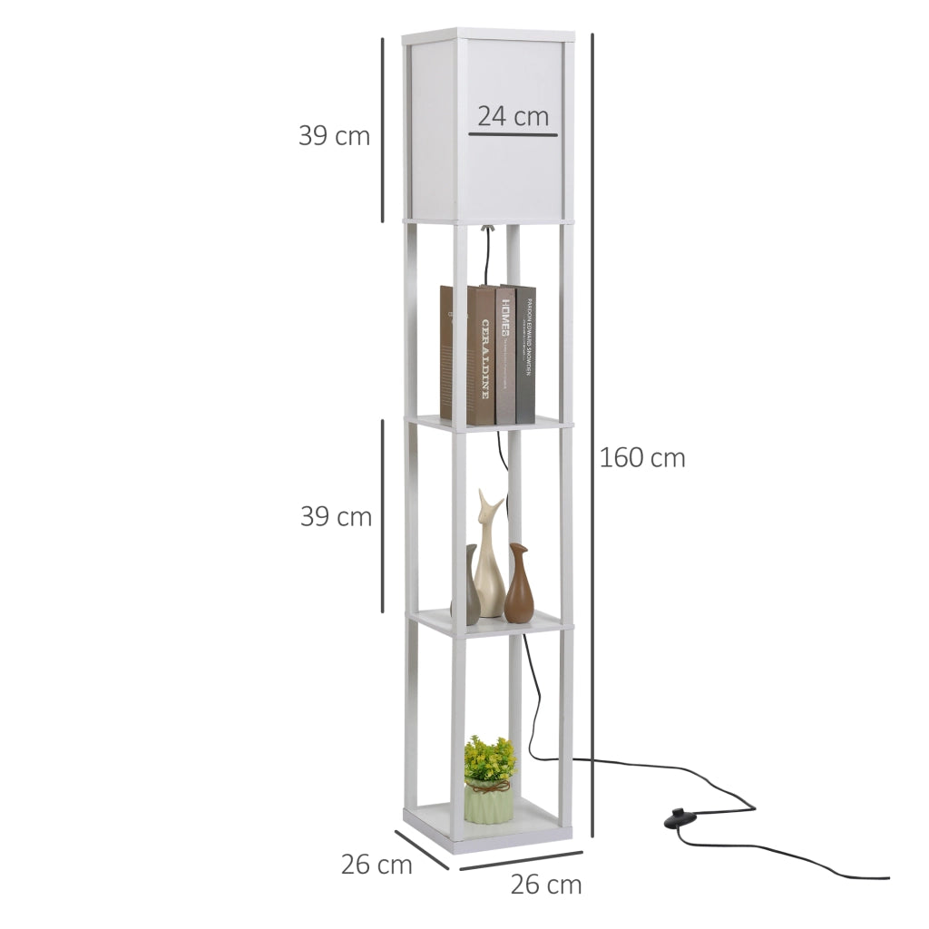 Tavolino da salotto con lampada e scaffali ¨C zephmum ¨C bianco