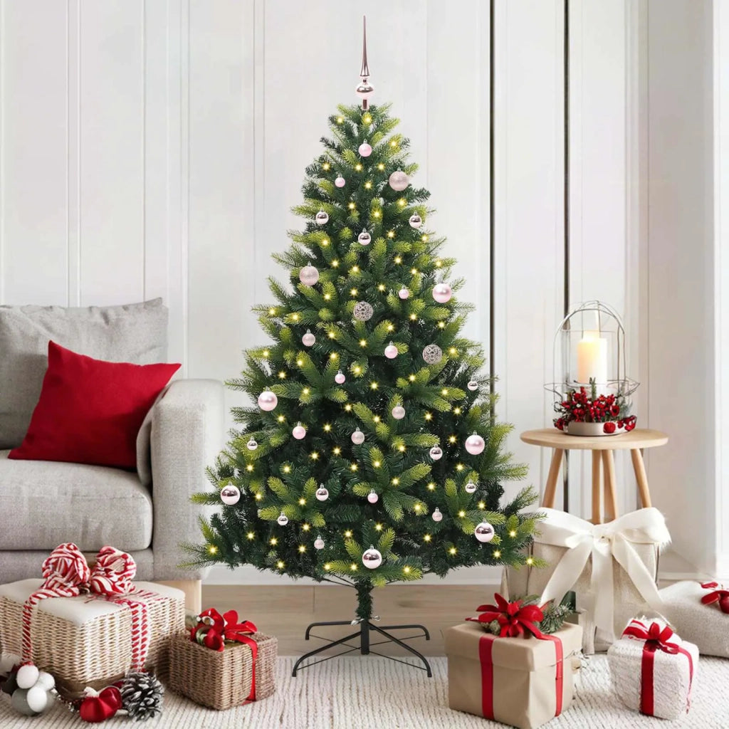 Albero di Natale Artificiale Pieghevole 150 LED Verde 150 cm