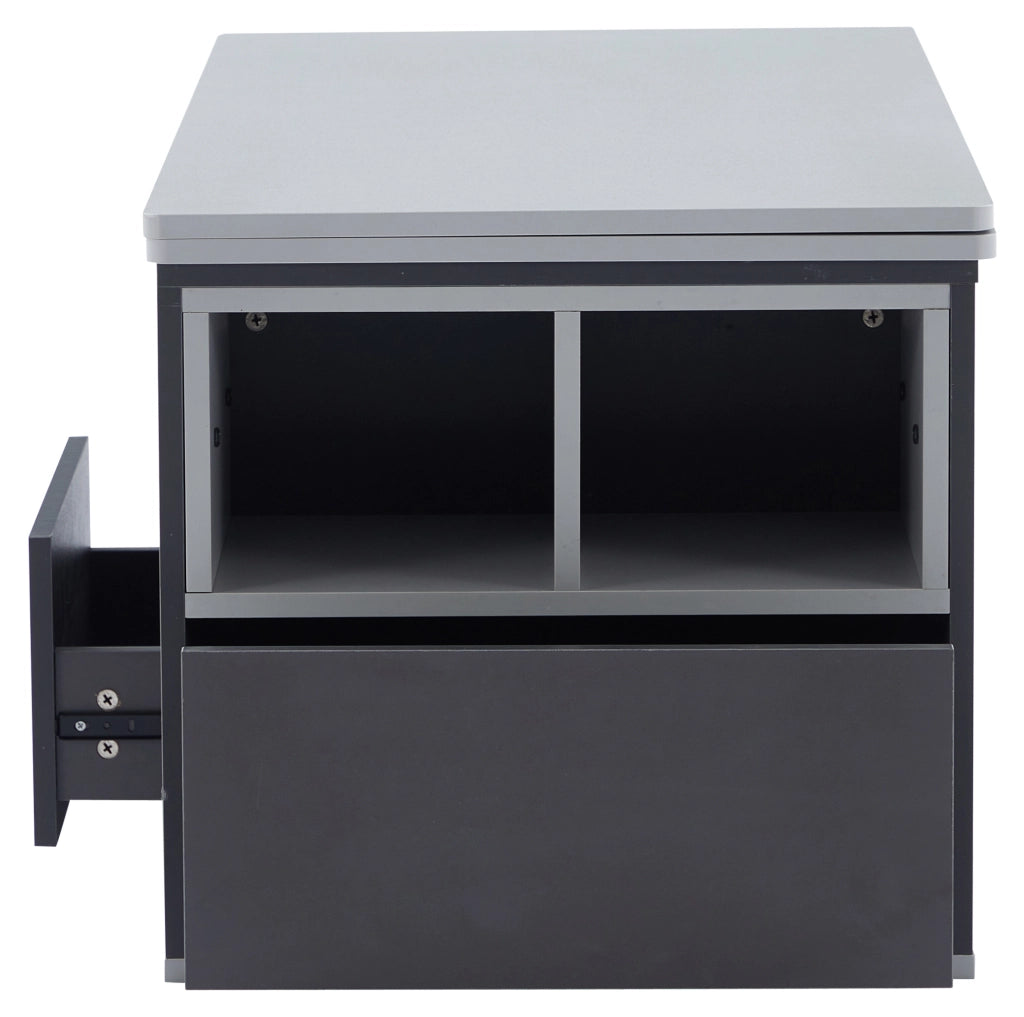 Tavolino da caff猫 100x51x47 cm; altezza regolabile e 2 in 1; pannello truciolare grigio