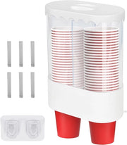 Dispensatore di bicchieri doppio tubo per bicchieri in plastica o carta - fissaggio alla parete - utilizzo in ufficio, casa, palestra, bagno