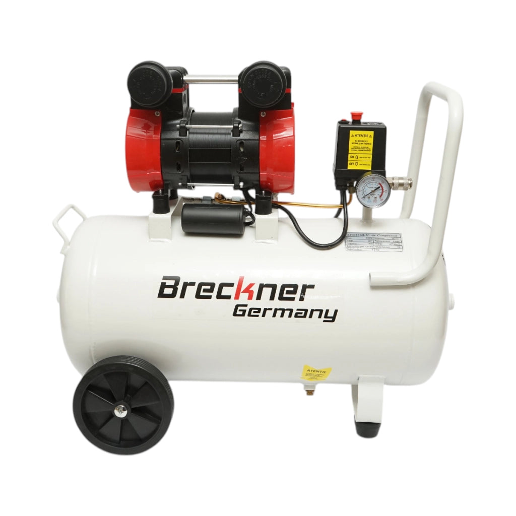 Compressore d'aria da 50 l, motore a 2 cilindri da 1,5 kW/2,1 CV, pressione massima 8 bar, volume d'aria aspirata 155 l/min Breckner Germany