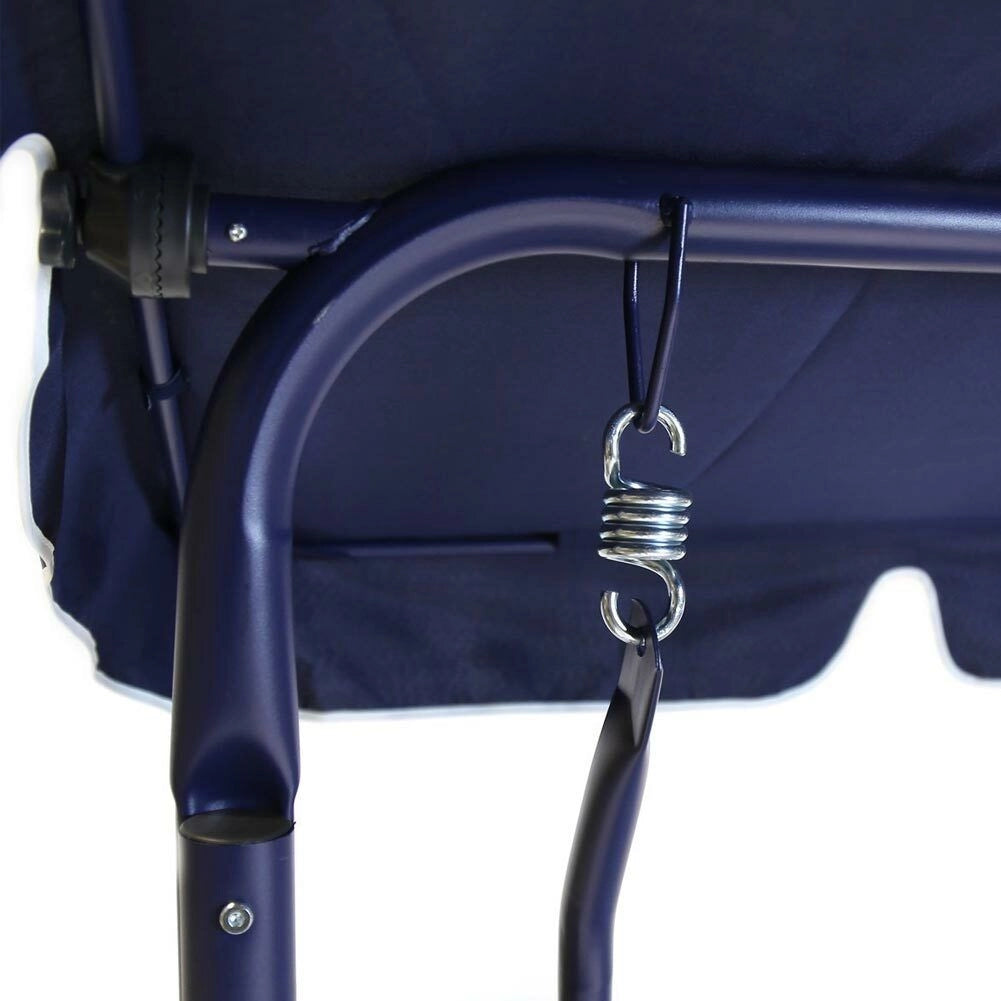 Dondolo da Giardino 3 Posti Altalena per Esterno Acciaio + Tettuccio BLU Bianco