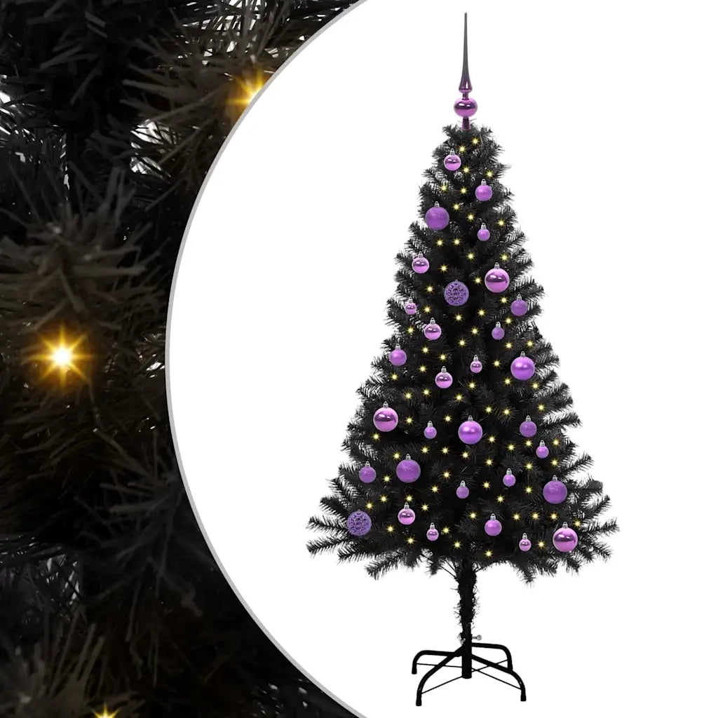 Albero di Natale | Decorazioni natalizie con 150 LED con supporto Nero 150 cm PVC