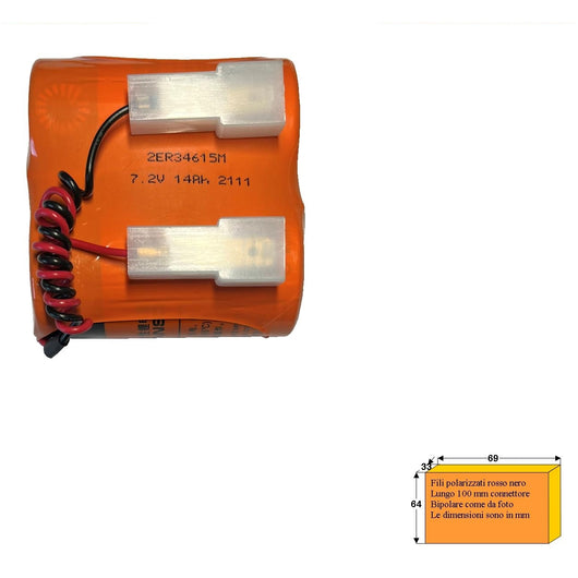 PILE IN BATTERIA LITIO 2 IN SERIE 7, V 14AH PER SIRENA Securvera SF-CRBDPSQAPA