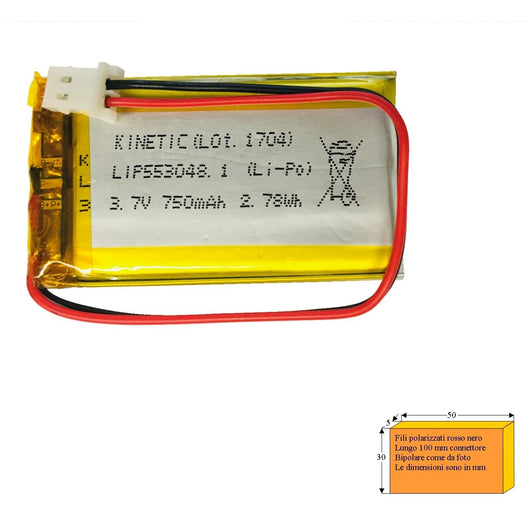 BATTERIA RICARICABILE LITIO 3,7V 750mA Securvera SV-ABRBCNANOA