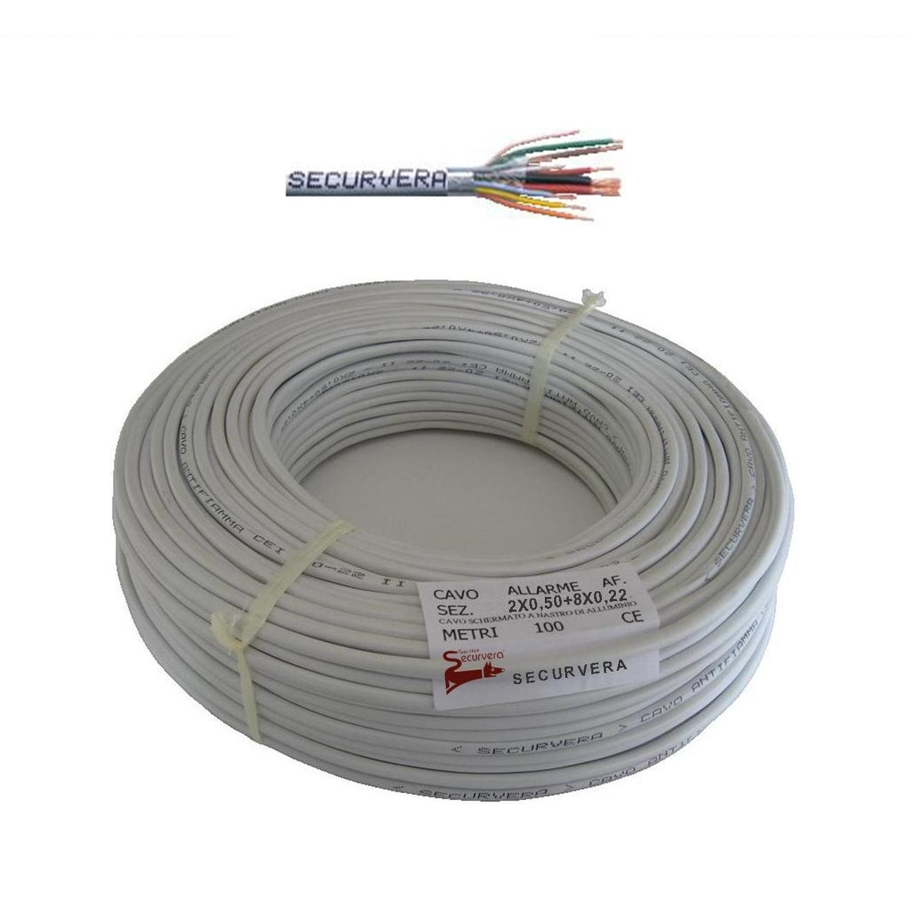CAVO SCHERMATO ANTIFIAMMA 2X0,50+8X0,22 PER ANTIFURTO Securvera SM-2S8CSAFTSB