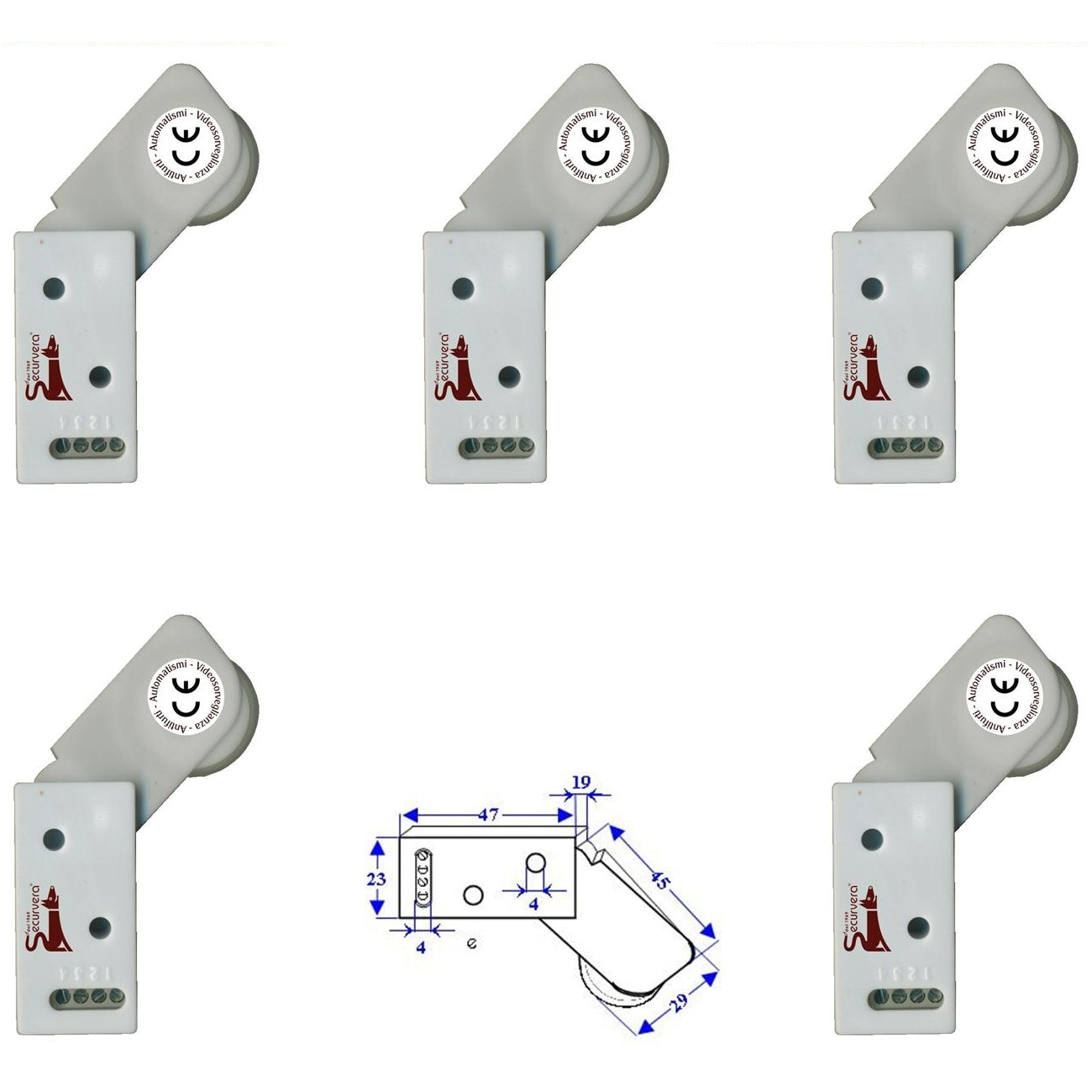 5 ROTELLI CONTATTI ALLARME A PASSAGGIO Securvera SE-RCBCRCVAPA