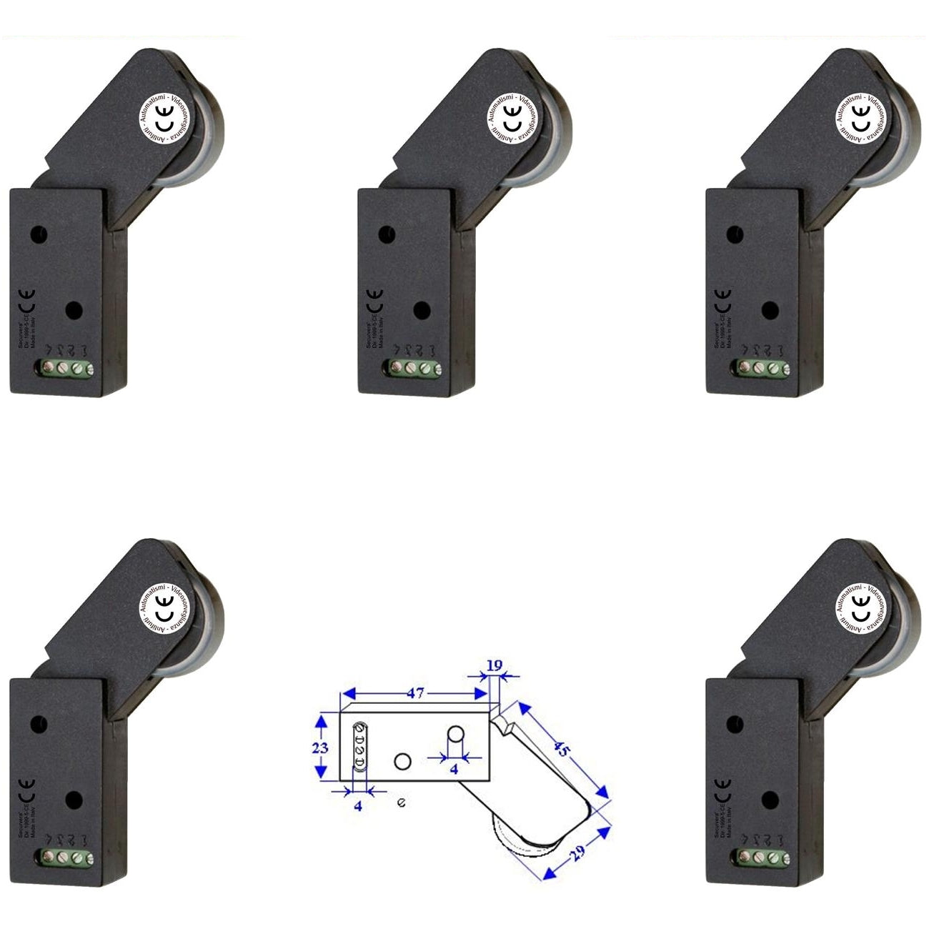 5 ROTELLI CONTATTI ALLARME A PASSAGGIO Securvera SE-RCMCRCVAPD