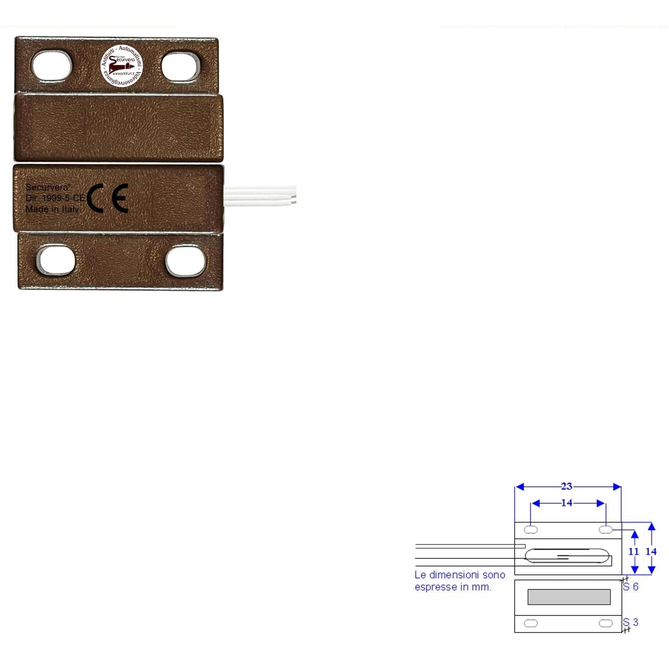 MICROCONTATTO MAGNETICO NC A MATTONCINO DA ESTERNO Securvera ST-10MCMMFEPE